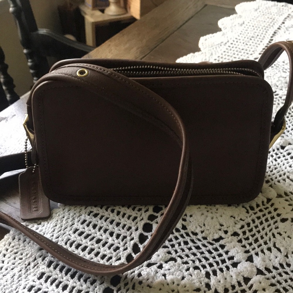 Coach brown leather crossbody purse